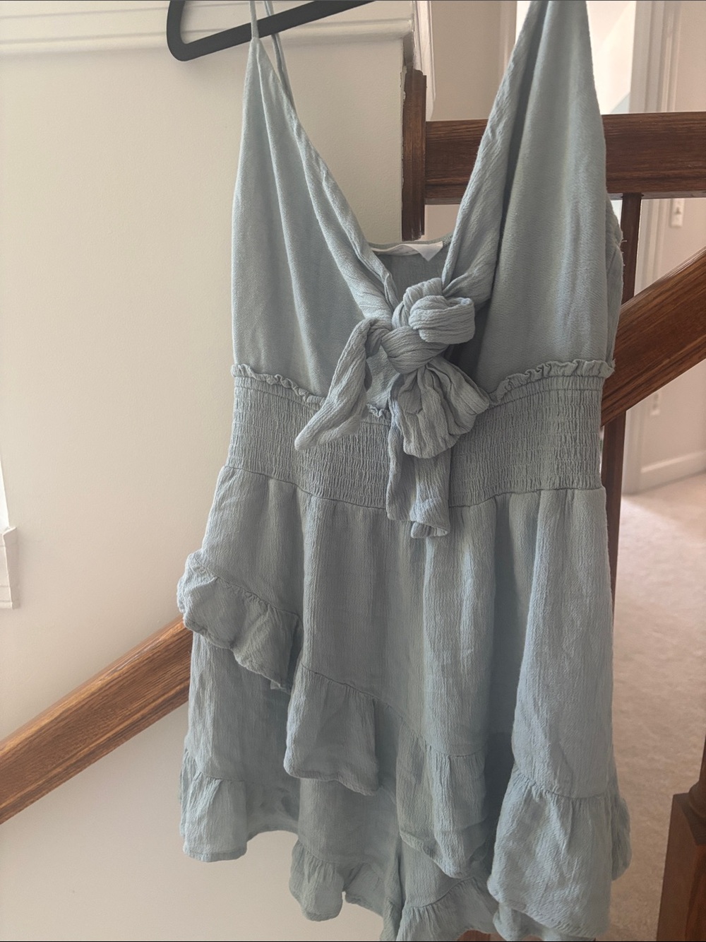 American Threads Light Blue Ruffled Sleeveless Romper - Picture 5 of 6